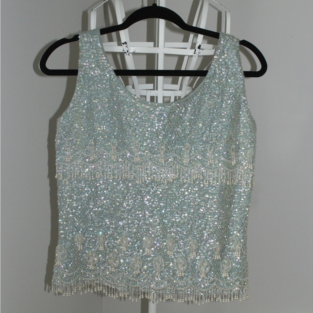 Vintage women's beaded sequin tank top size large